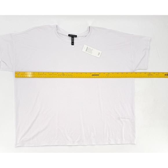 Eileen Fisher Shirt Womens Large White Crew Neck Boxy Tee Stretch Viscose New - Picture 5 of 11
